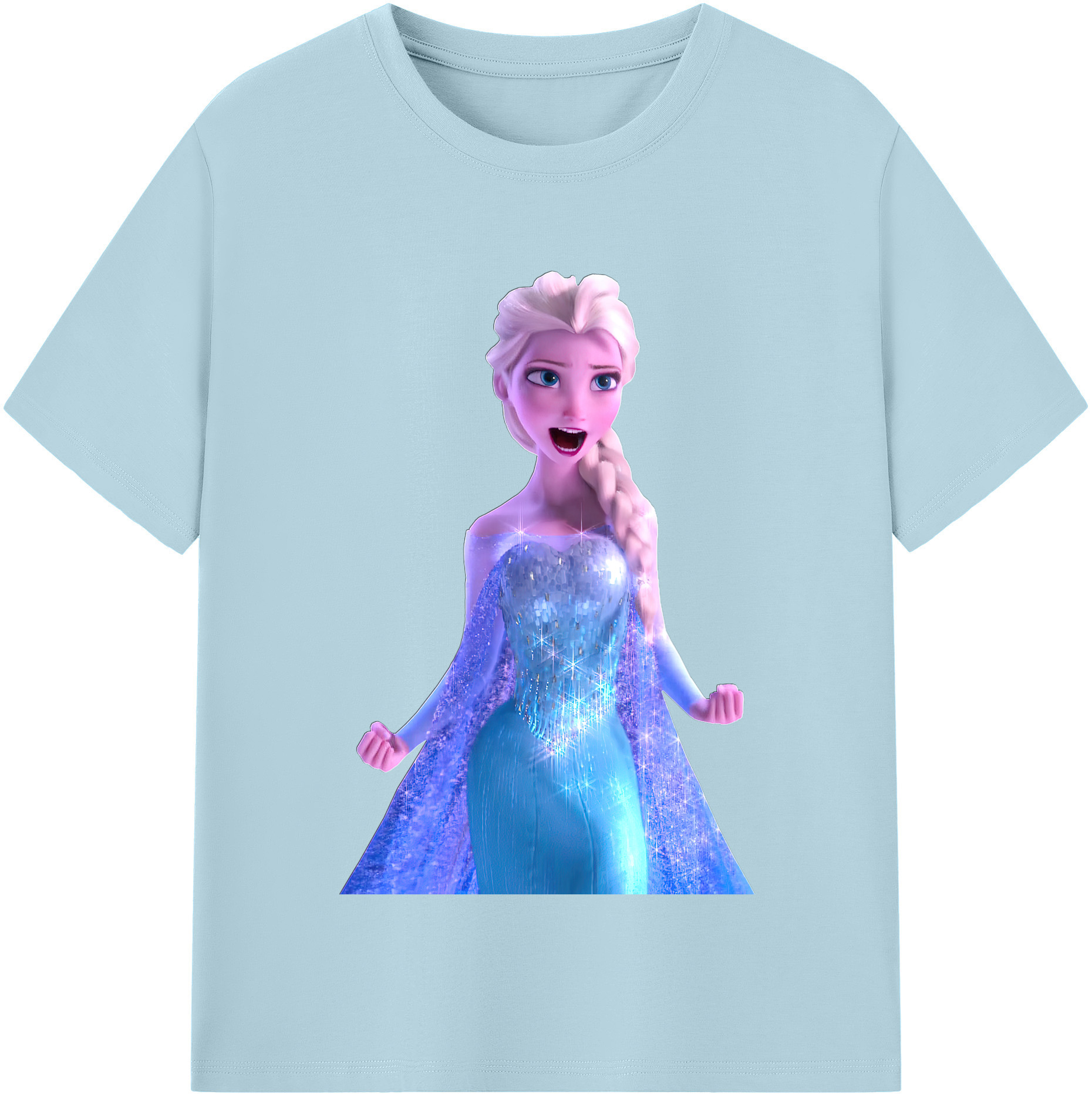 （画像用） アナと雪の女王 アンナ エルサ Frozen Anna Elsa 綿100％半袖Tシャツ（フロントプリント）
